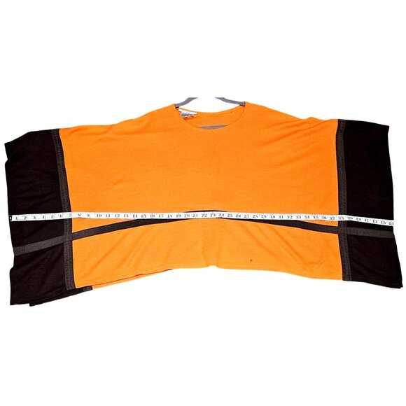 I.K.C. For Country Wear Orange & Brown Poncho Top 2X Italian - Picture 6 of 7